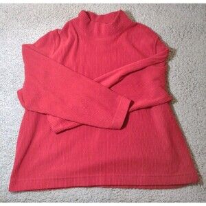 Vintage Catalina Fleece Pullover Sweater Sweatshirt  Womens Xl 16/18 Red Ribbed